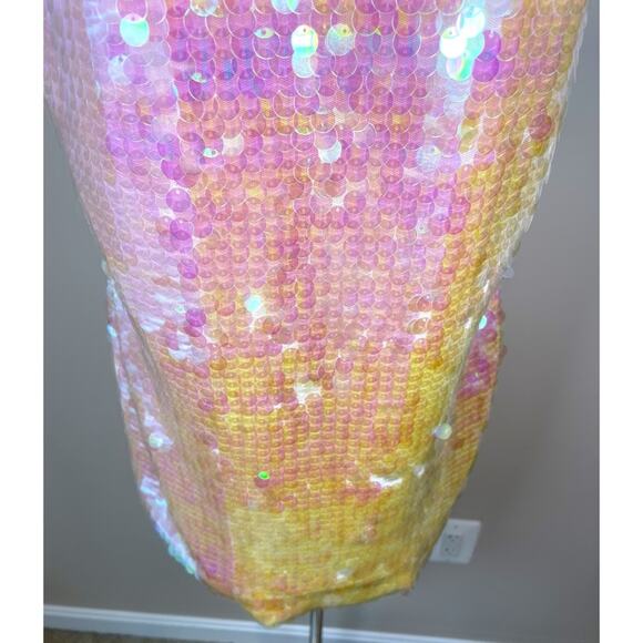 LoveShackFancy Kumi Sequin Bow Detail Irridescent Pink Mini Dress Size 2 - Picture 7 of 9